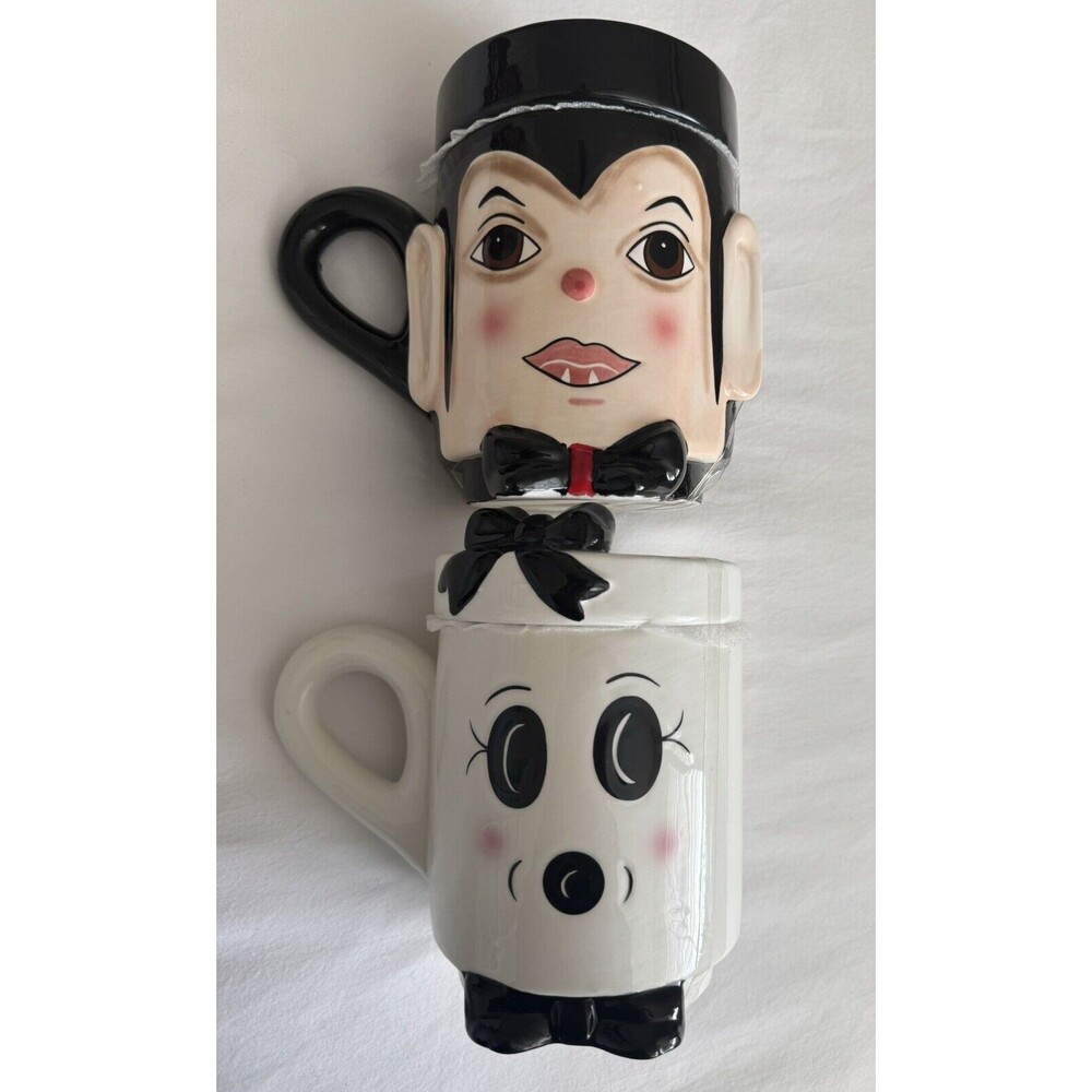 New 2 Halloween Transpac Whimsy And WonderGhost And Dracula Mugs with Lids